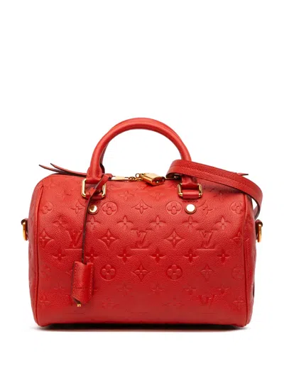 Pre-owned Louis Vuitton 2012 Monogram Empreinte Speedy Bandouliere 25 Satchel In Red