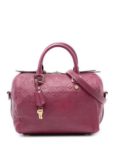 Pre-owned Louis Vuitton 2012 Monogram Empreinte Speedy Bandouliere 25 Satchel In Red