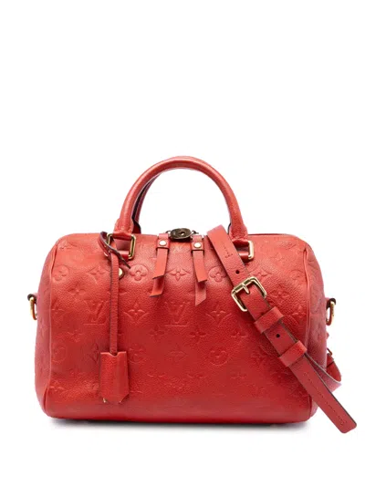 Pre-owned Louis Vuitton 2012 Monogram Empreinte Speedy Bandouliere 25 Satchel In Red