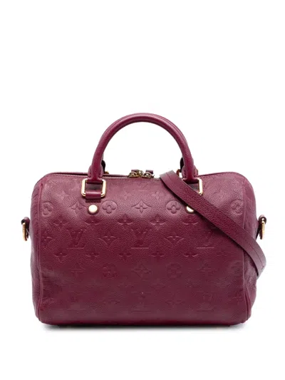 Pre-owned Louis Vuitton 2012 Monogram Empreinte Speedy Bandouliere 25 Satchel In Red