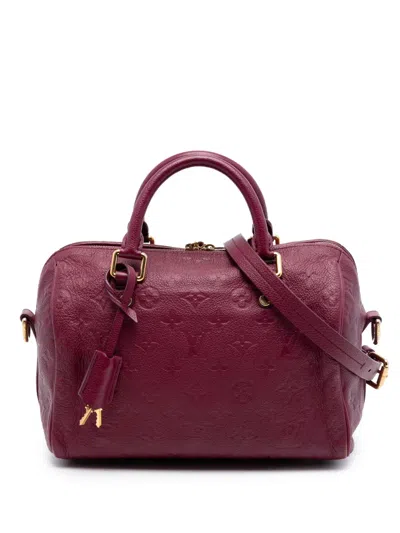 Pre-owned Louis Vuitton 2012 Monogram Empreinte Speedy Bandouliere 25 Satchel In Red