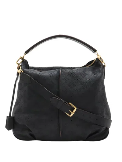 Pre-owned Louis Vuitton 2012 Monogram Mahina Selene Mm Satchel In Black