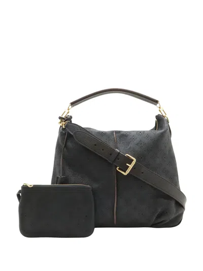 Pre-owned Louis Vuitton 2012 Monogram Mahina Selene Mm Satchel In Black