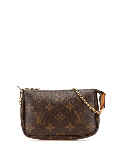 Pre-owned Louis Vuitton 2012 Monogram Mini Pochette Accessoires Handbag In Brown