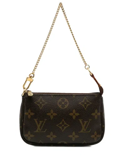 Pre-owned Louis Vuitton 2012 Monogram Mini Pochette Accessoires Handbag In Brown
