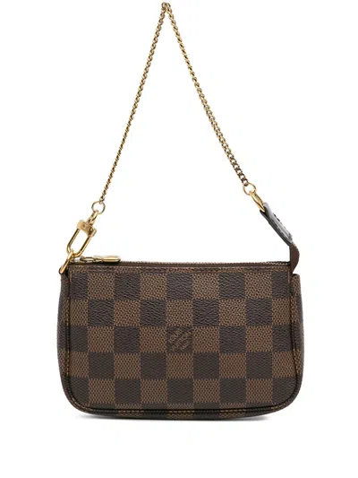 Pre-owned Louis Vuitton 2012 Monogram Mini Pochette Accessoires Handbag In Brown