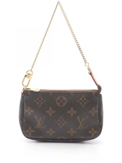 Pre-owned Louis Vuitton 2012 Monogram Mini Pochette Accessoires Handbag In Brown