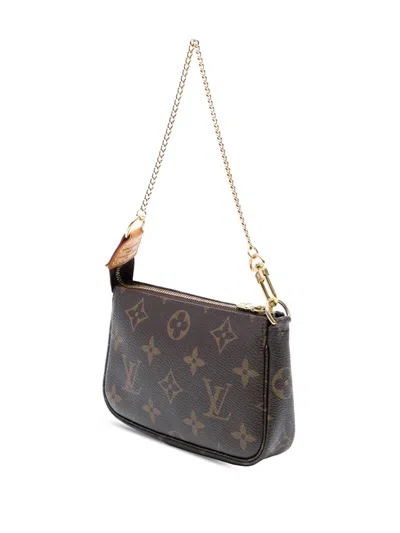 Pre-owned Louis Vuitton 2012 Monogram Mini Pochette Accessoires Handbag In Brown
