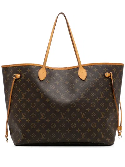 Pre-owned Louis Vuitton 2012 Monogram Neverfull Gm Tote Bag In Brown