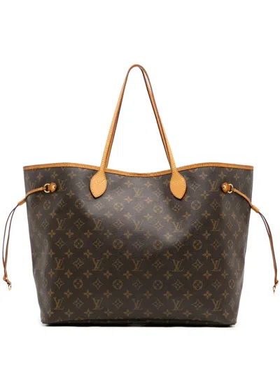 Pre-owned Louis Vuitton 2012 Monogram Neverfull Gm Tote Bag In Brown