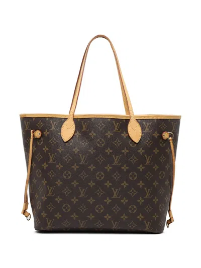 Pre-owned Louis Vuitton 2012 Monogram Neverfull Mm Tote Bag In Brown