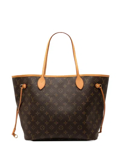 Pre-owned Louis Vuitton 2012 Monogram Neverfull Mm Tote Bag In Brown