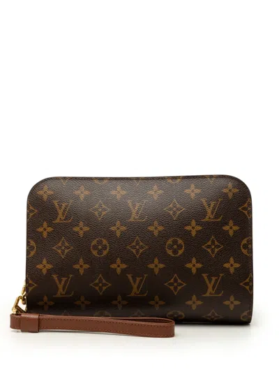 Pre-owned Louis Vuitton 2012 Monogram Orsay Clutch Bag In Brown