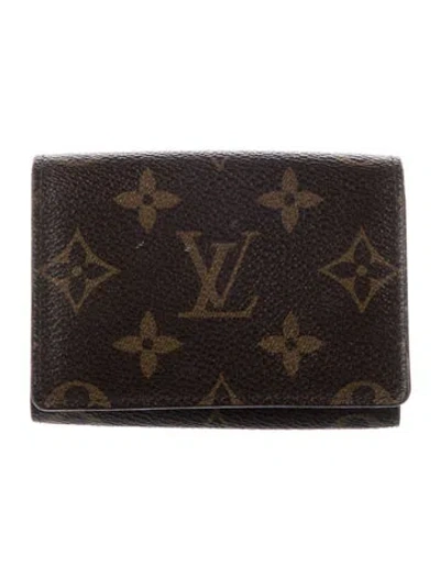 Pre-owned Louis Vuitton 2012 Monogram Pattern Card Holder In Brown