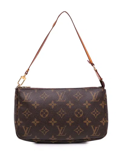 Pre-owned Louis Vuitton 2012 Monogram Pochette Accessoires Shoulder Bag In Brown