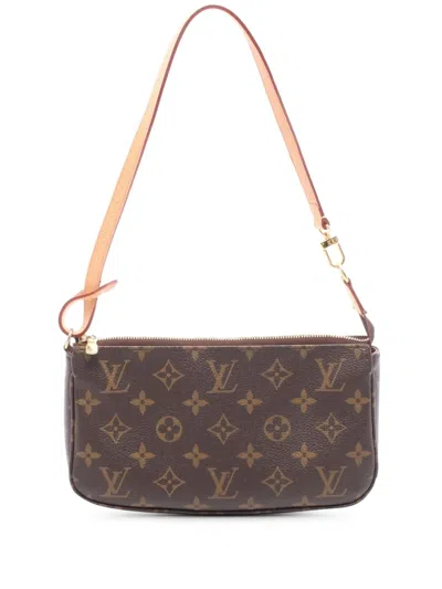 Pre-owned Louis Vuitton 2012 Monogram Pochette Accessoires Shoulder Bag In Brown