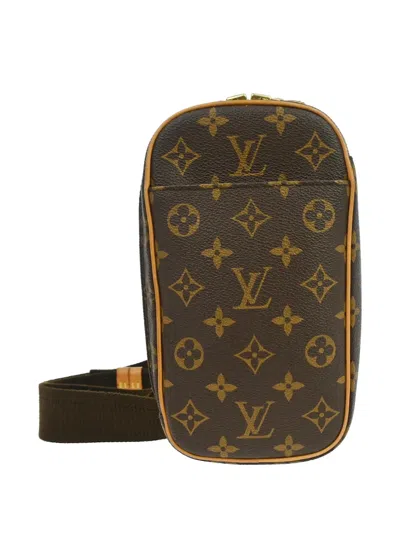 Pre-owned Louis Vuitton 2012 Monogram Pochette Gange Belt Bag In Brown