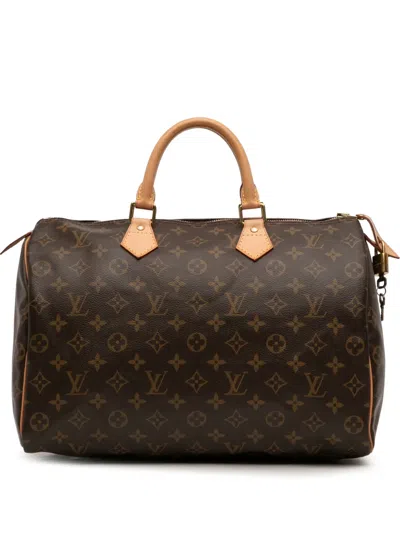 Pre-owned Louis Vuitton 2012 Monogram Speedy 35 Boston Bag In Brown