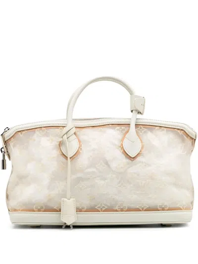 Pre-owned Louis Vuitton 2012 Monogram Transparence Lockit East-west Handbag In White