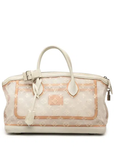 Pre-owned Louis Vuitton 2012 Monogram Transparence Lockit East West Handbag In White