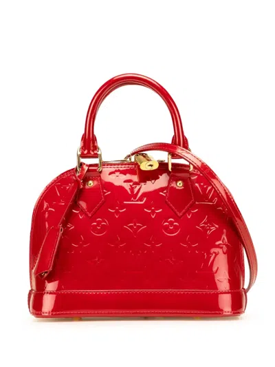 Pre-owned Louis Vuitton 2012 Monogram Vernis Alma Bb Satchel In Red