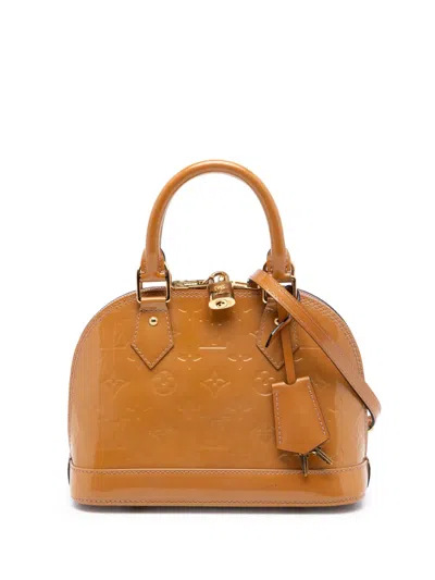 Pre-owned Louis Vuitton 2012 Monogram Vernis Alma Bb Satchel In Brown