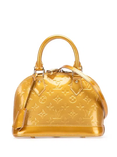 Pre-owned Louis Vuitton 2012 Monogram Vernis Alma Bb Satchel In Gold