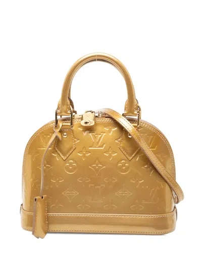 Pre-owned Louis Vuitton 2012 Monogram Vernis Alma Bb Satchel In Gold