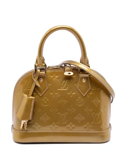 Pre-owned Louis Vuitton 2012 Monogram Vernis Alma Bb Satchel In Gold