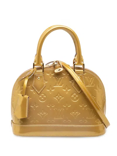 Pre-owned Louis Vuitton 2012 Monogram Vernis Alma Bb Satchel In Gold
