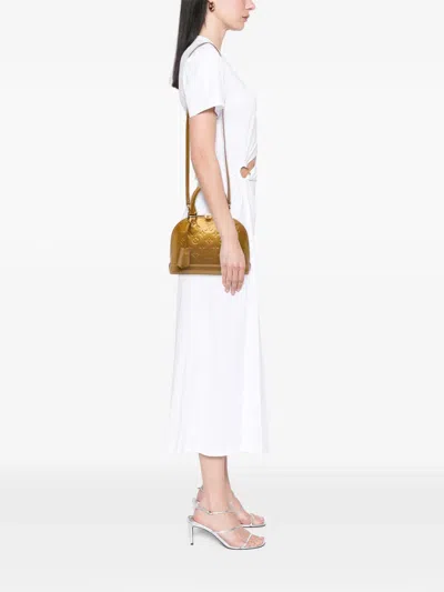 Pre-owned Louis Vuitton 2012 Monogram Vernis Alma Bb Satchel In Gold