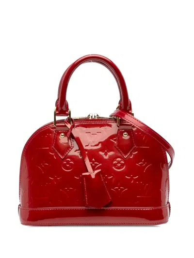 Pre-owned Louis Vuitton 2012 Monogram Vernis Alma Bb Satchel In Red