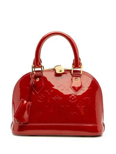 Pre-owned Louis Vuitton 2012 Monogram Vernis Alma Bb Satchel In Red