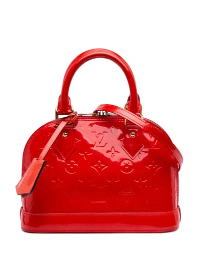 Pre-owned Louis Vuitton 2012 Monogram Vernis Alma Bb Satchel In Red