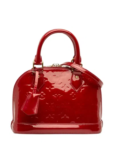 Pre-owned Louis Vuitton 2012 Monogram Vernis Alma Bb Satchel In Red