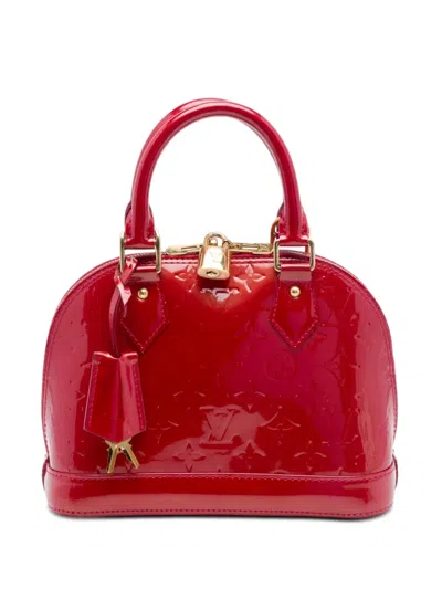 Pre-owned Louis Vuitton 2012 Monogram Vernis Alma Bb Satchel In Red