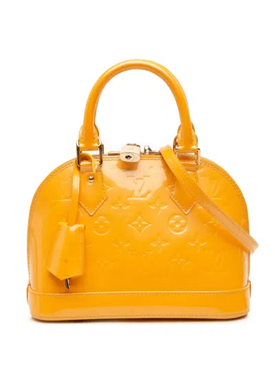 Pre-owned Louis Vuitton 2012 Monogram Vernis Alma Bb Satchel In Yellow