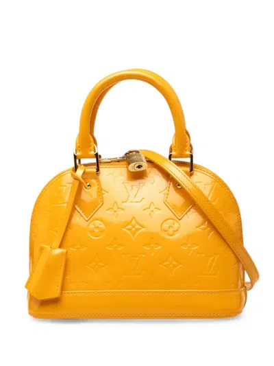 Pre-owned Louis Vuitton 2012 Monogram Vernis Alma Bb Satchel In Yellow