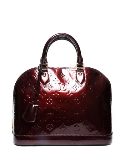 Pre-owned Louis Vuitton 2012 Monogram Vernis Alma Pm Handbag In Red