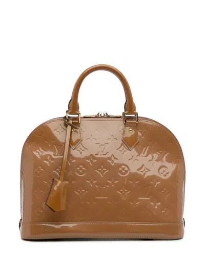 Pre-owned Louis Vuitton 2012 Monogram Vernis Alma Pm Handbag In Brown
