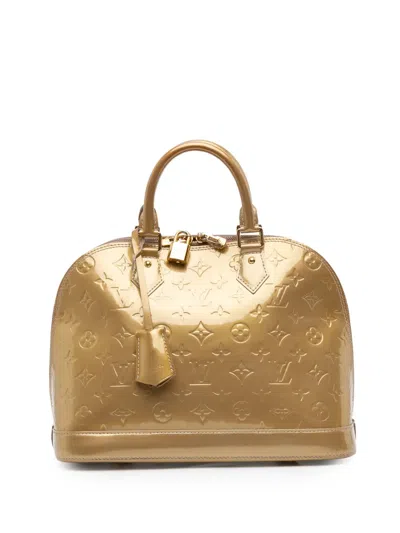 Pre-owned Louis Vuitton 2012 Monogram Vernis Alma Pm Handbag In Gold