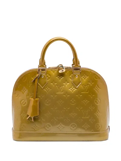 Pre-owned Louis Vuitton 2012 Monogram Vernis Alma Pm Handbag In Gold