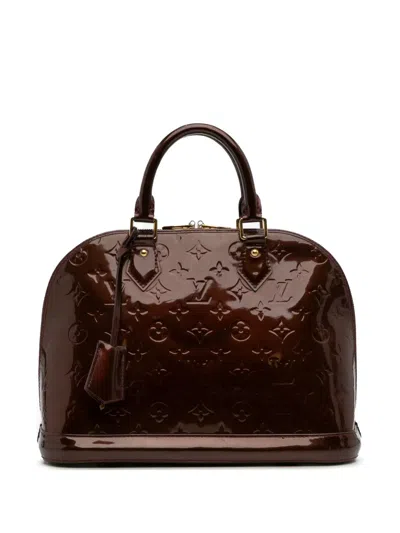 Pre-owned Louis Vuitton 2012 Monogram Vernis Alma Pm Handbag In Red