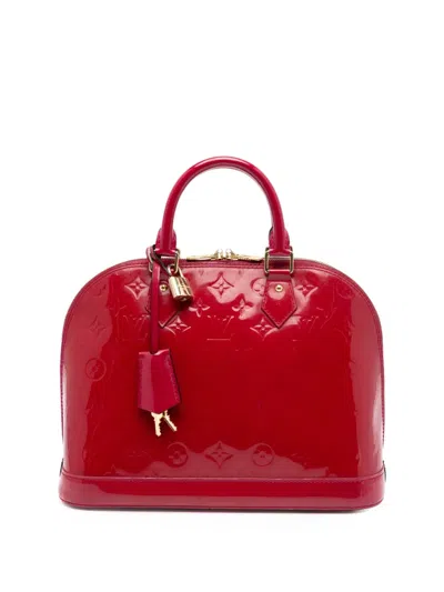 Pre-owned Louis Vuitton 2012 Monogram Vernis Alma Pm Handbag In Red