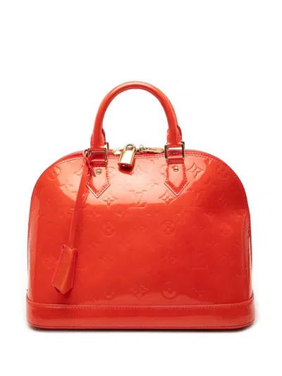 Pre-owned Louis Vuitton 2012 Monogram Vernis Alma Pm Satchel In Orange