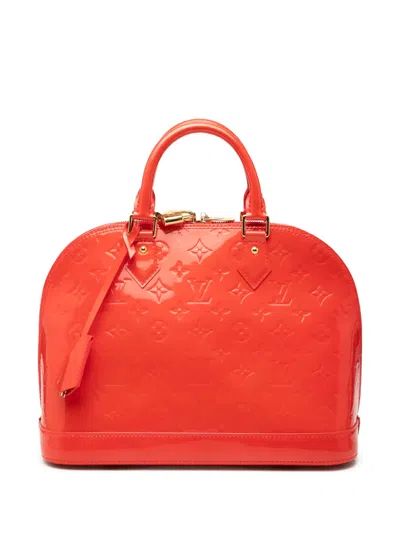 Pre-owned Louis Vuitton 2012 Monogram Vernis Alma Pm Satchel In Orange