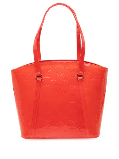Pre-owned Louis Vuitton 2012 Monogram Vernis Avalon Mm Tote Bag In Red