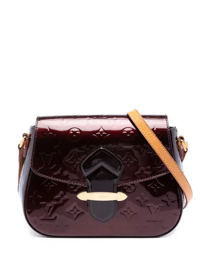 Pre-owned Louis Vuitton 2012 Monogram Vernis Bellflower Pm Crossbody Bag In Red