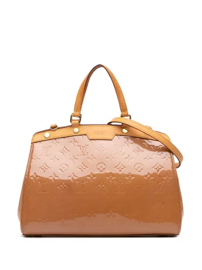 Pre-owned Louis Vuitton 2012 Monogram Vernis Brea Mm Satchel In Brown