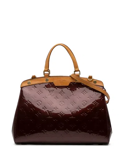 Pre-owned Louis Vuitton 2012 Monogram Vernis Brea Mm Satchel In Red